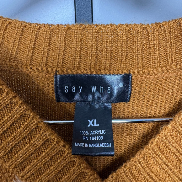 Women's Say Wha Brown & White Argyle V-Neck Sweater Vest XL - Picture 2 of 3